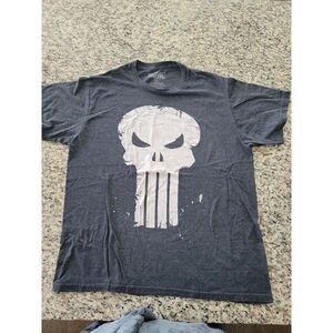 Men's Marvel Punisher Skull Symbol T-Shirt Lg Drk‎ Gray